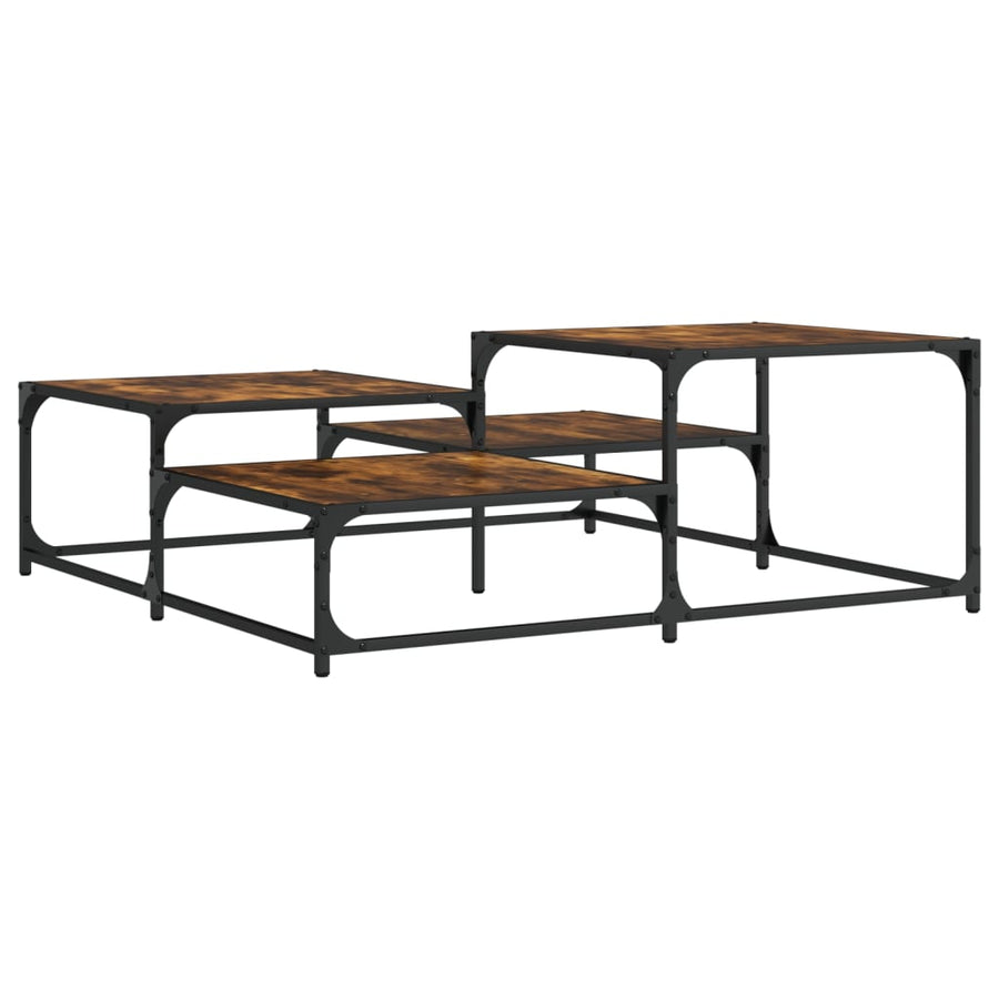 Salontafel Bewerkt Hout Kleurig 107 x 107 x 40 cm Gerookt eiken