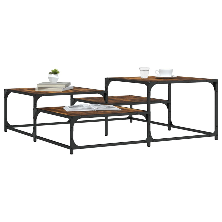 Salontafel Bewerkt Hout Kleurig 107 x 107 x 40 cm Gerookt eiken