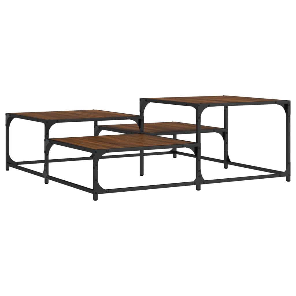 Salontafel Bewerkt Hout Bruineikenkleurig 107 x 107 x 40 cm bruin eikenkleur