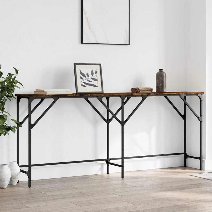 Wandtafel Bewerkt Hout Kleurig 180 x 29 x 75 cm Gerookt eiken