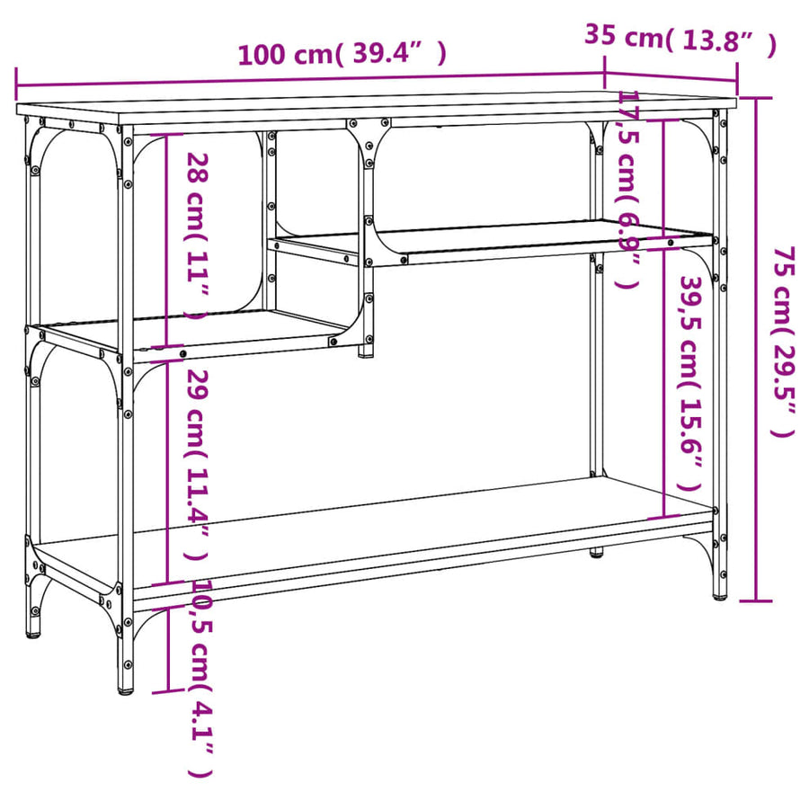 Wandtafel Met Schappen 00X35X75 Cm Zwart