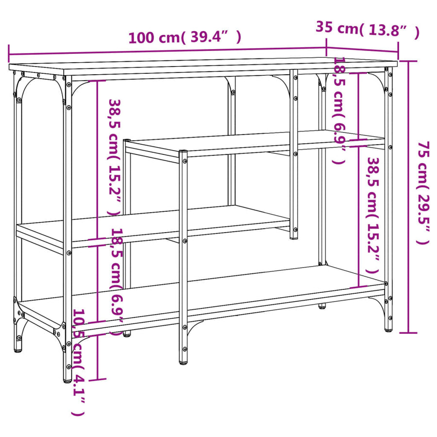 Wandtafel Met Schappen 00X35X75 Cm Zwart