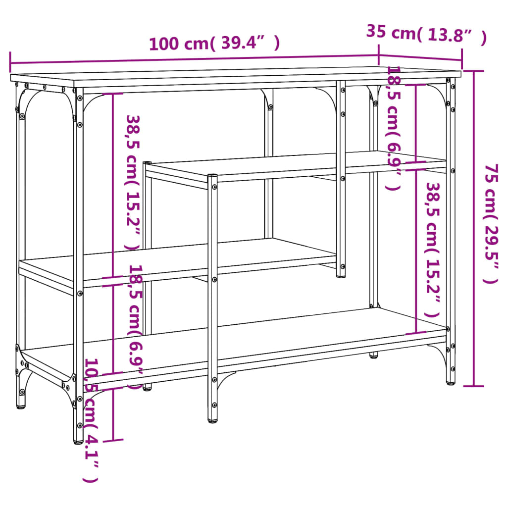 Wandtafel Met Schappen 00X35X75 Cm Bruineikenkleurig bruin eikenkleur