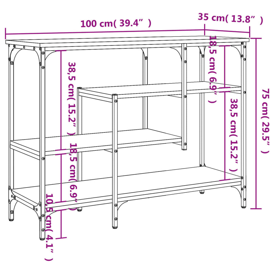 Wandtafel Met Schappen 00X35X75 Cm Bruineikenkleurig bruin eikenkleur