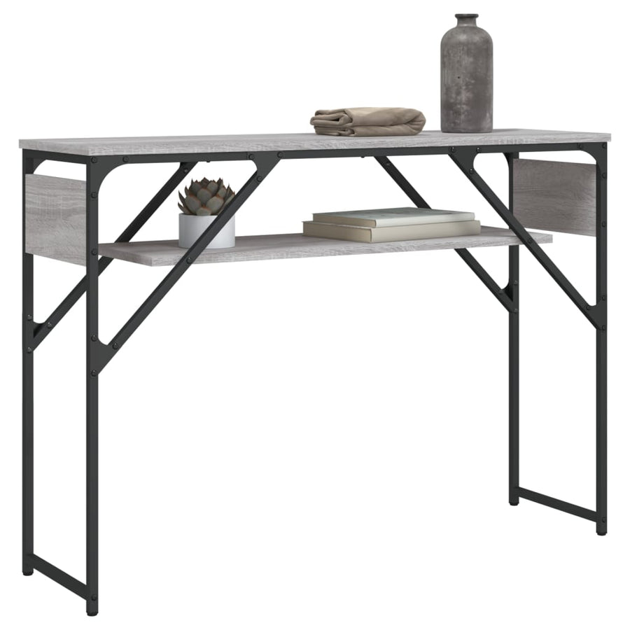 Wandtafel Met Schap Bewerkt Hout 105 x 30 x 75 cm Grijs sonoma