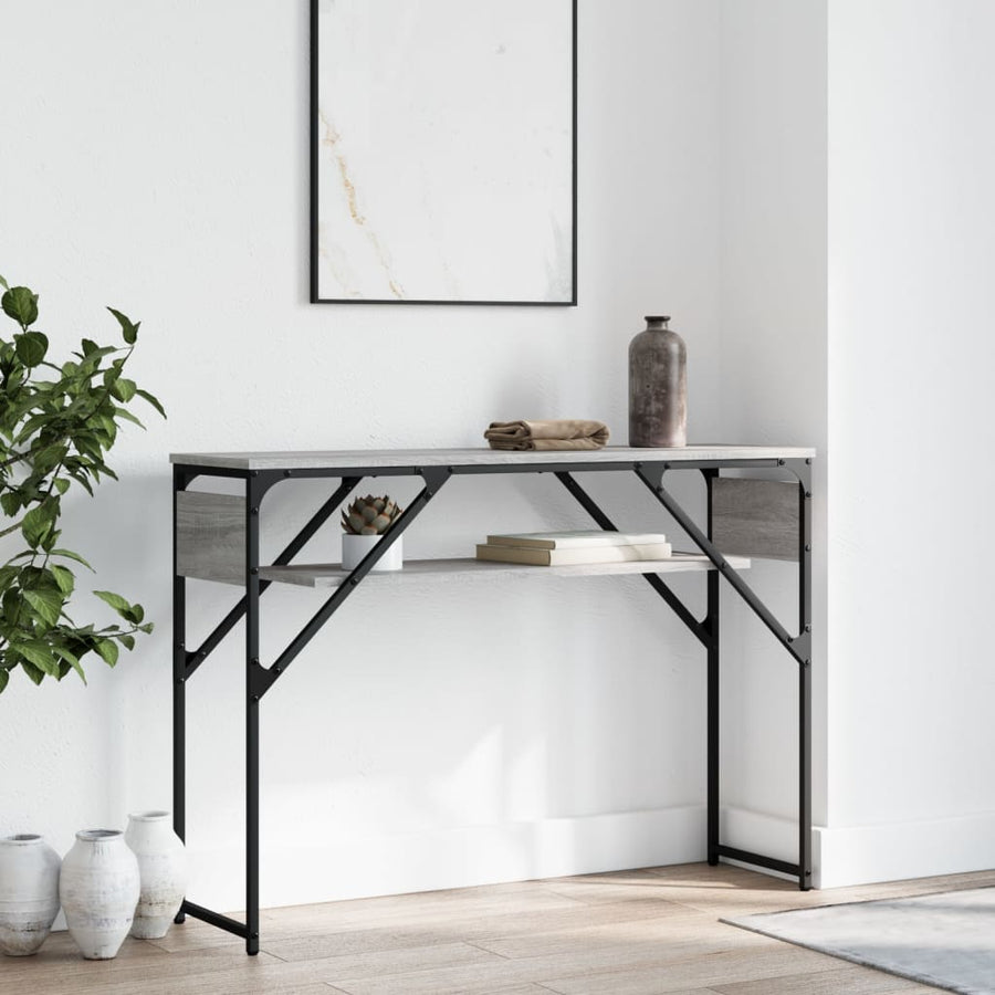 Wandtafel Met Schap Bewerkt Hout 105 x 30 x 75 cm Grijs sonoma