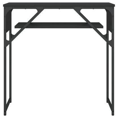 Wandtafel met schap 75x30x75 cm bewerkt hout zwart