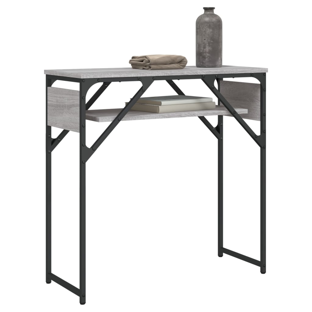 Wandtafel Met Schap Bewerkt Hout 75 x 30 x 75 cm Grijs sonoma