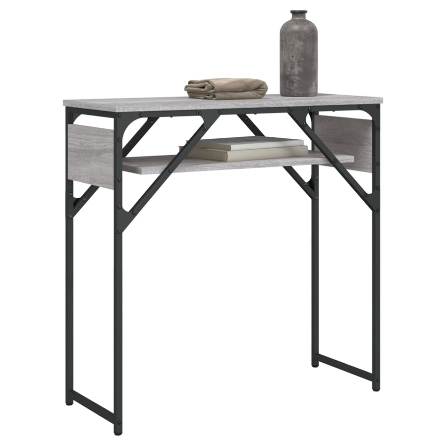 Wandtafel Met Schap Bewerkt Hout 75 x 30 x 75 cm Grijs sonoma