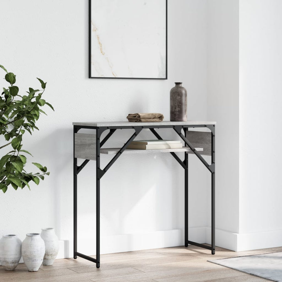 Wandtafel Met Schap Bewerkt Hout 75 x 30 x 75 cm Grijs sonoma