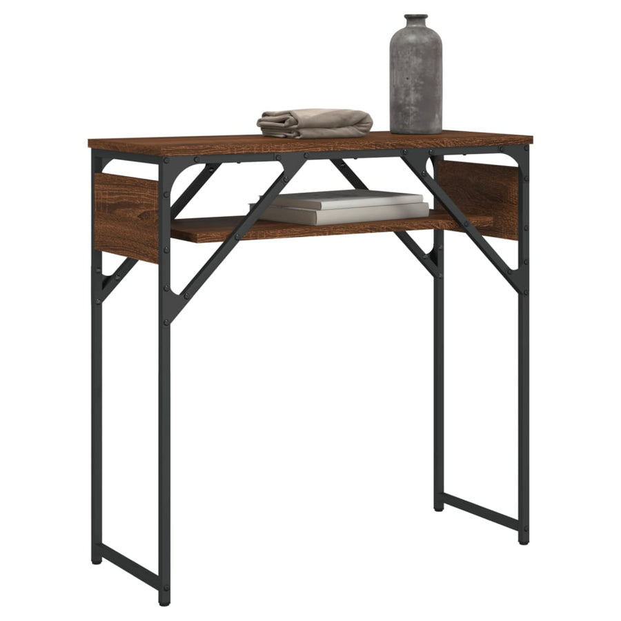 Wandtafel Met Schap 75X30X Bewerkt Hout bruin eikenkleur
