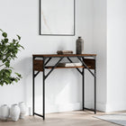 Wall Console Table with Shelf 75X30X Treated Wood Brown Oak Color