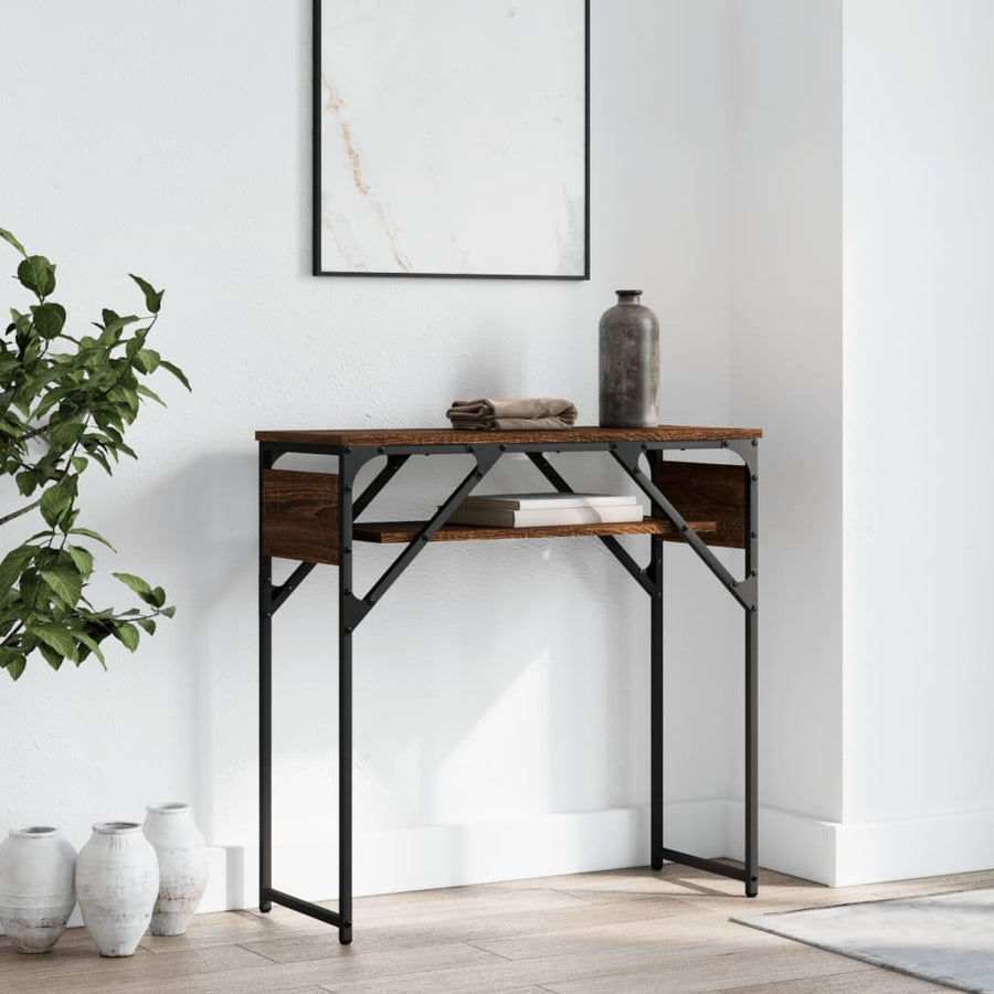 Wandtafel Met Schap 75X30X Bewerkt Hout bruin eikenkleur
