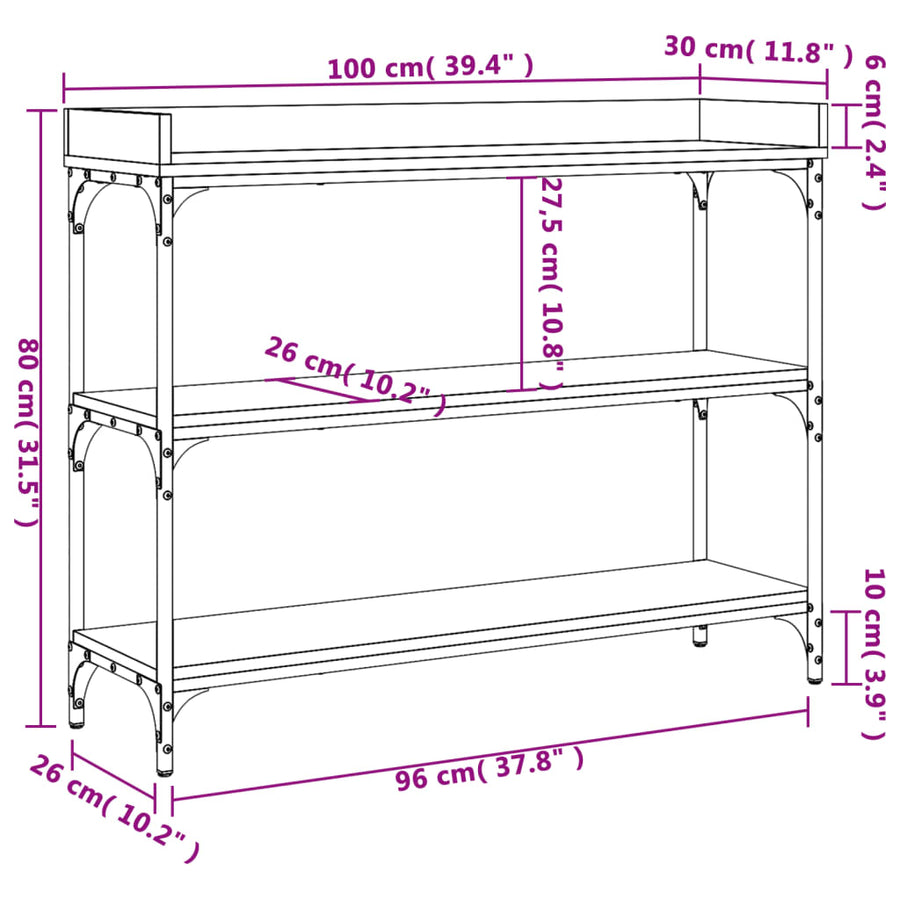 Wandtafel Met Schappen 100X30X80 Cm Sonoma Eikenkleurig