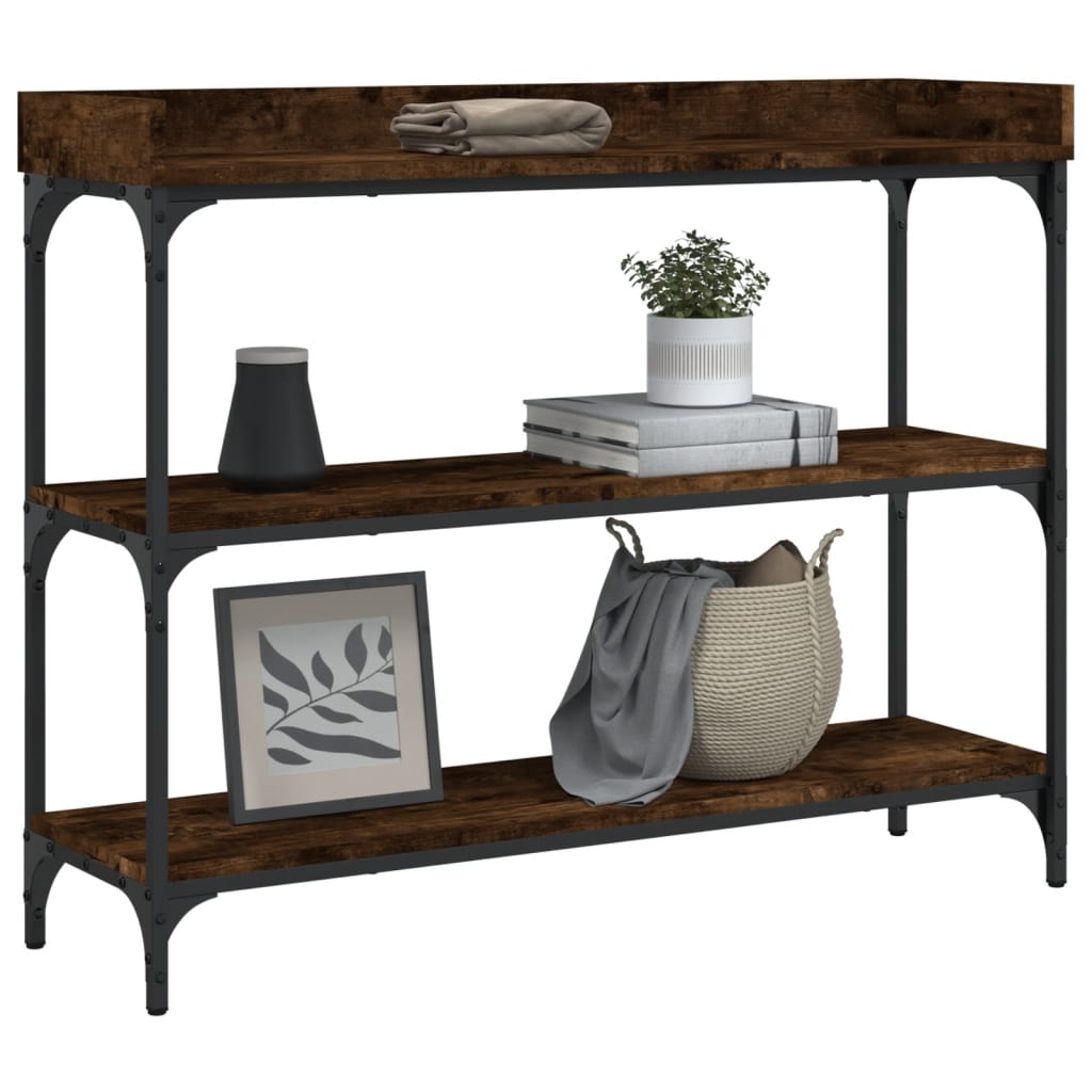Wandtafel Met Schappen 100X30X80 Cm Gerookt Eikenkleurig