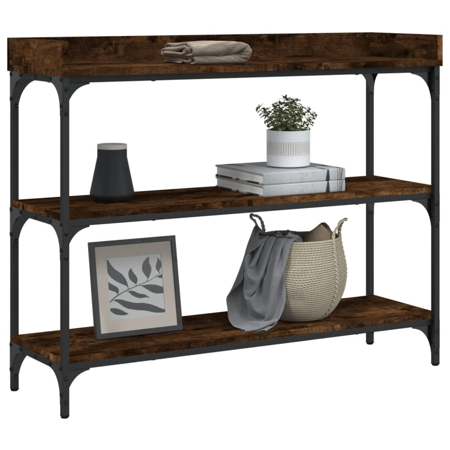 Wandtafel Met Schappen 100X30X80 Cm Gerookt Eikenkleurig