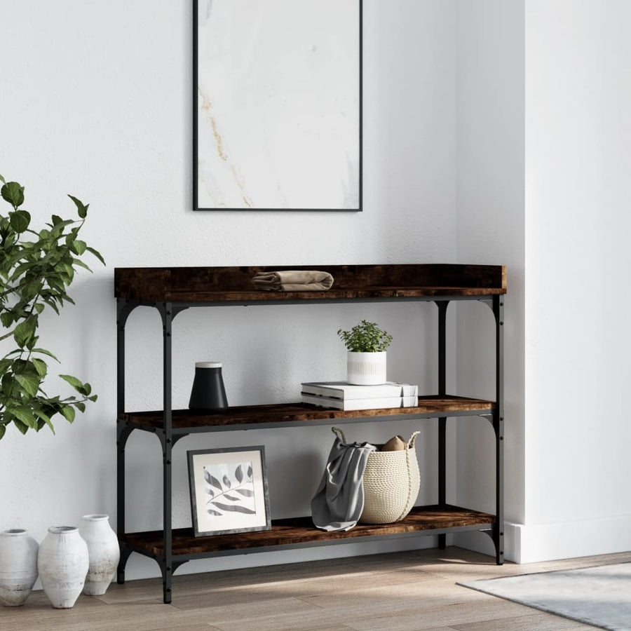 Wandtafel Met Schappen 100X30X80 Cm Gerookt Eikenkleurig