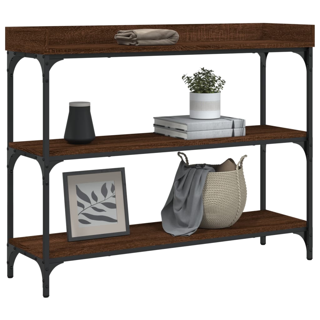 Wandtafel Met Schappen 100X30X80 Cm bruin eikenkleur