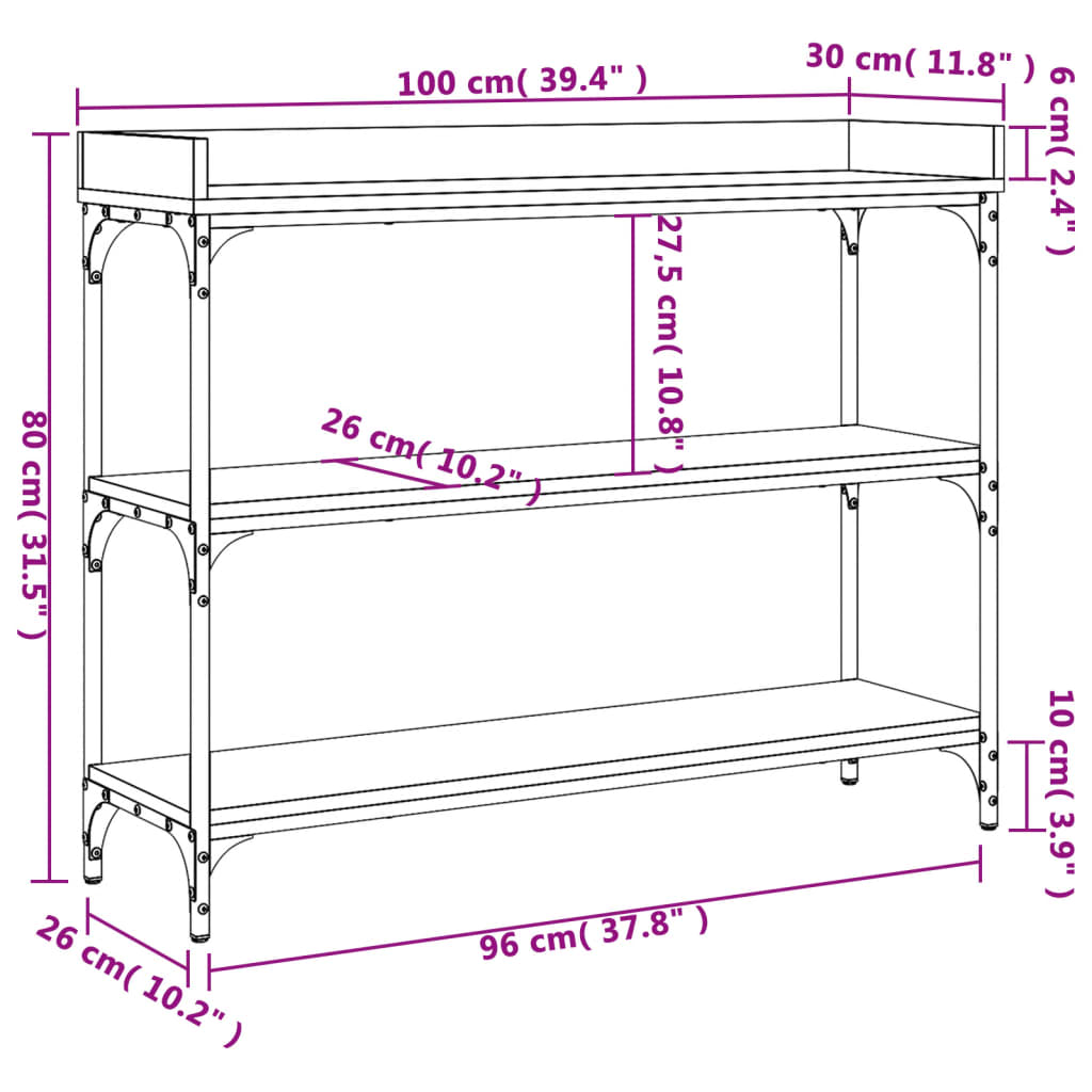 Wandtafel Met Schappen 100X30X80 Cm bruin eikenkleur