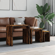 Tafeltjesset 3-delig bewerkt hout gerookt eiken