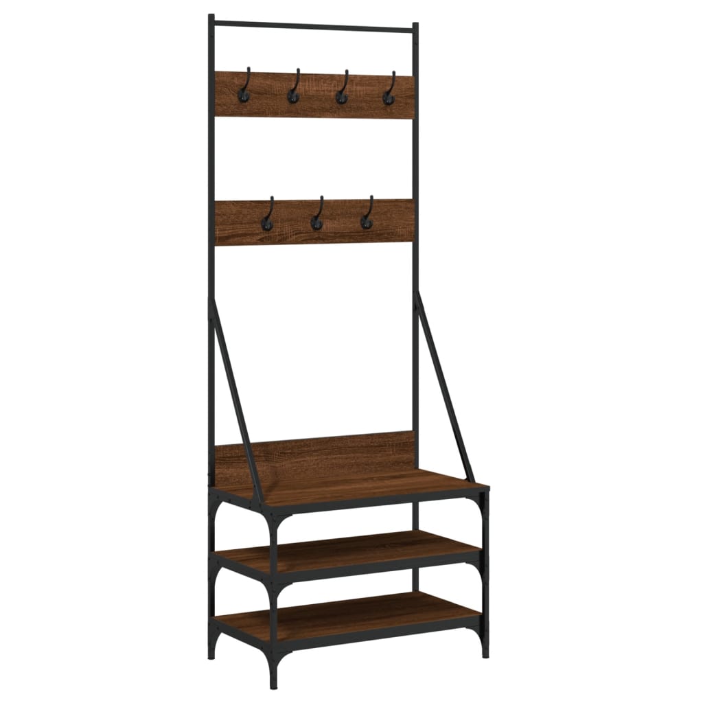 Kledingrek met schoenenrek 70x40x184 cm bruin eikenkleur