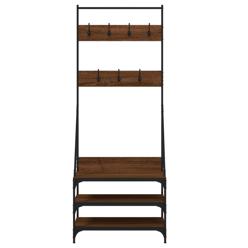Kledingrek met schoenenrek 70x40x184 cm bruin eikenkleur