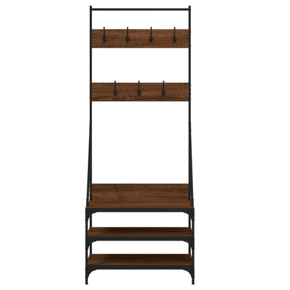 Kledingrek met schoenenrek 70x40x184 cm bruin eikenkleur