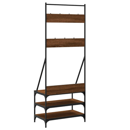 Kledingrek met schoenenrek 70x40x184 cm bruin eikenkleur