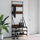 Kledingrek met schoenenrek 70x40x184 cm bruin eiken