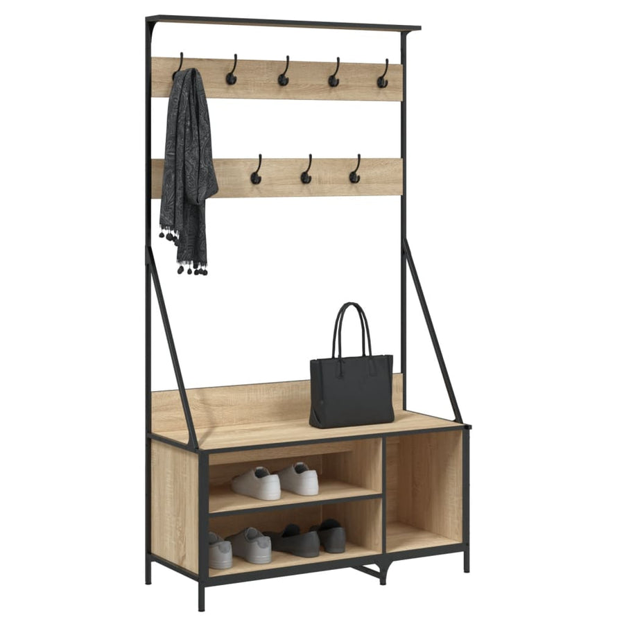 Kledingrek Met Schoenenrek 00X4X84 Cm Kleurig Sonoma eiken
