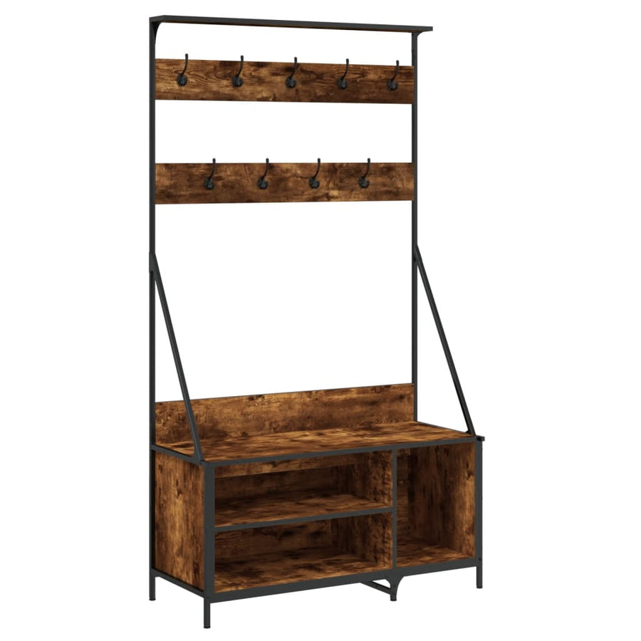 Kledingrek Met Schoenenrek 00X4X84 Cm Kleurig Gerookt eiken
