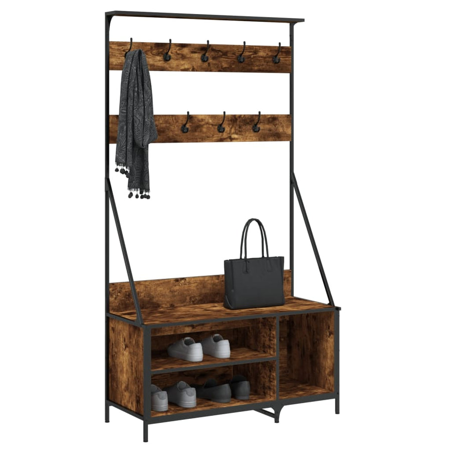 Kledingrek Met Schoenenrek 00X4X84 Cm Kleurig Gerookt eiken