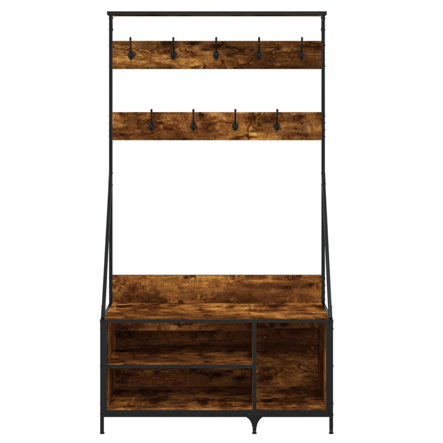 Kledingrek Met Schoenenrek 00X4X84 Cm Kleurig Gerookt eiken