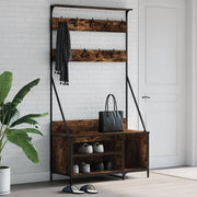 Kledingrek met schoenenrek 100x41x184 cm gerookt eiken