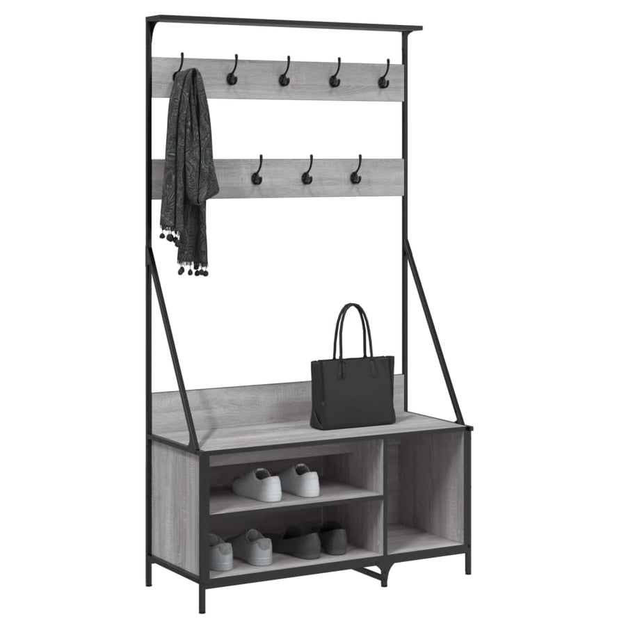 Kledingrek met schoenenrek 100x41x184 cm grijs sonoma Grijs sonoma