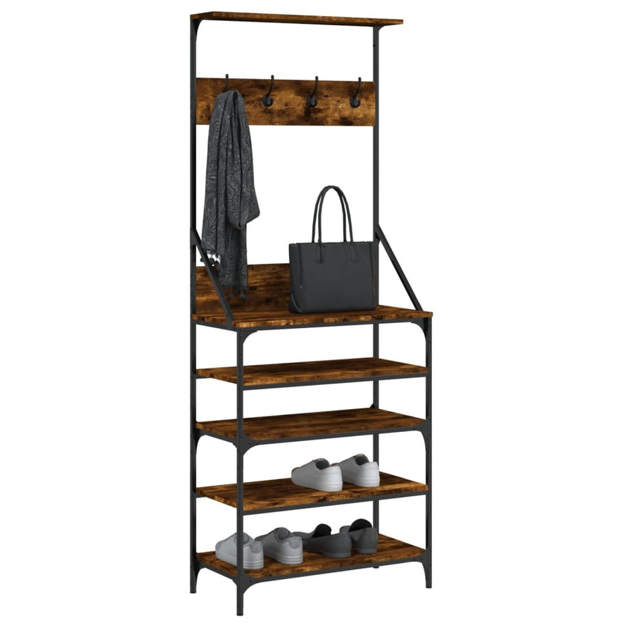 Kledingrek Met Schoenenrek Kleurig 70 x 34 x 184 cm Gerookt eiken