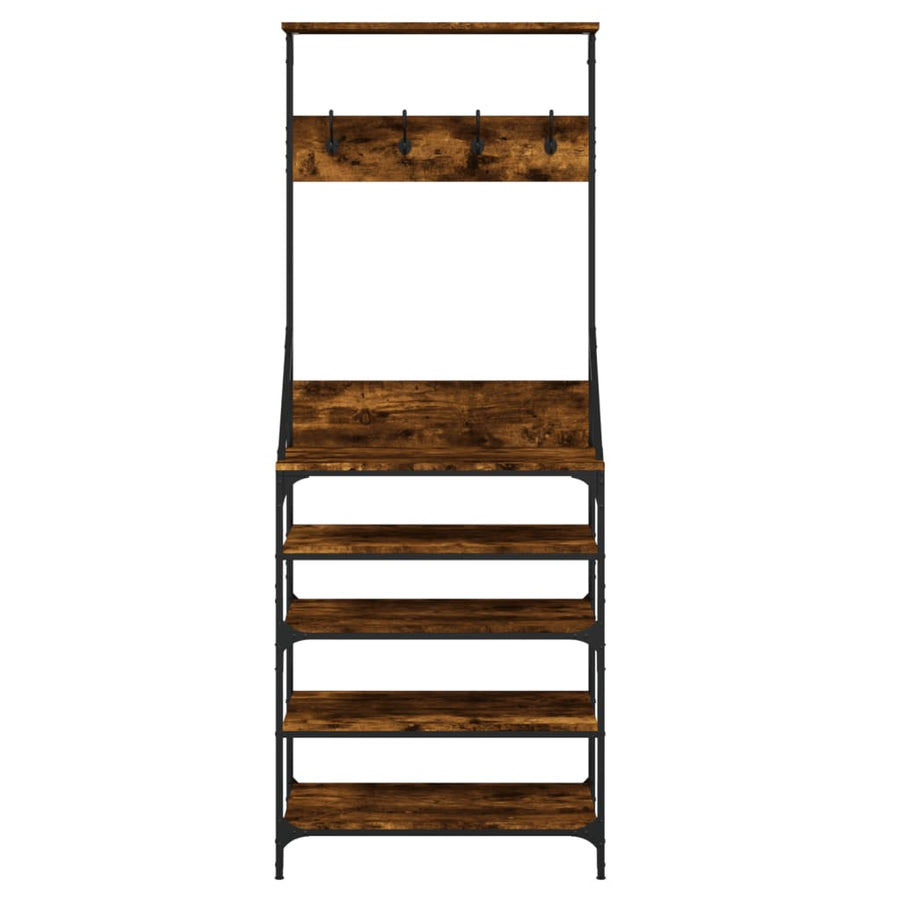 Kledingrek Met Schoenenrek Kleurig 70 x 34 x 184 cm Gerookt eiken