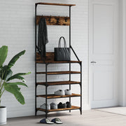 Kledingrek met schoenenrek 70x34x184 cm gerookt eiken