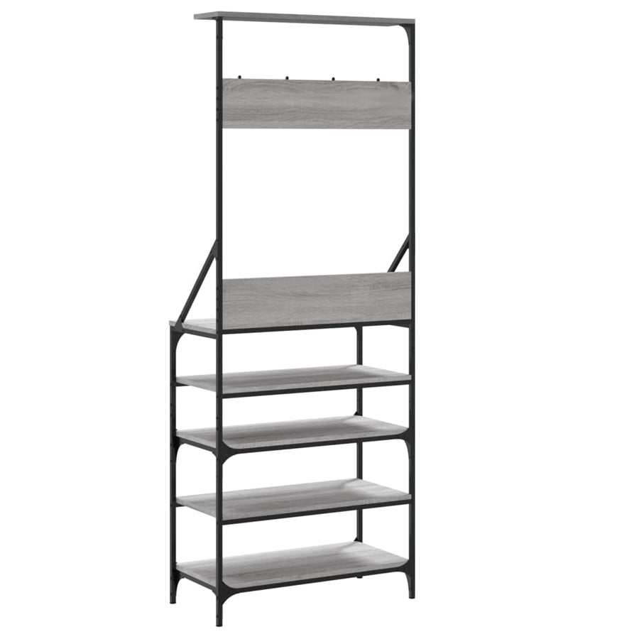 Kledingrek met schoenenrek 70x34x184 cm grijs sonoma eikenkleur 70 x 34 x 184 cm Grijs sonoma