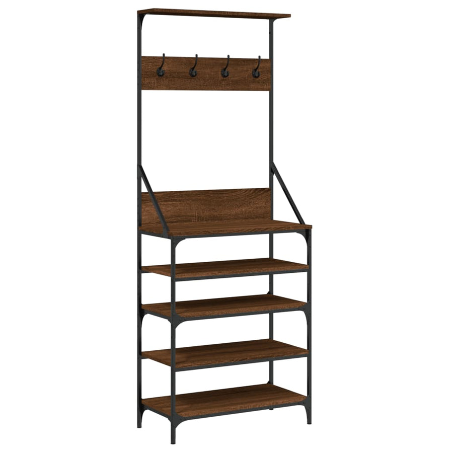 Kledingrek Met Schoenenrek Bruineikenkleurig 70 x 34 x 184 cm bruin eikenkleur