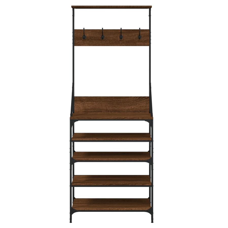 Kledingrek Met Schoenenrek Bruineikenkleurig 70 x 34 x 184 cm bruin eikenkleur