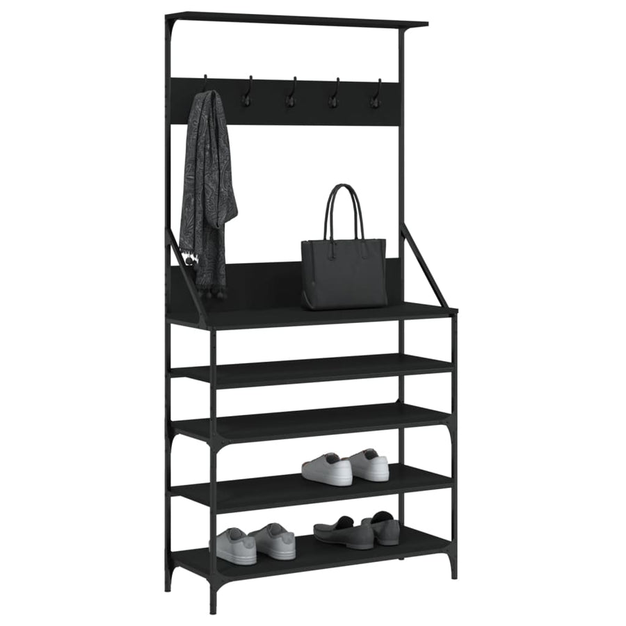Kledingrek Met Schoenenrek 90 x 34 x 184 cm Zwart