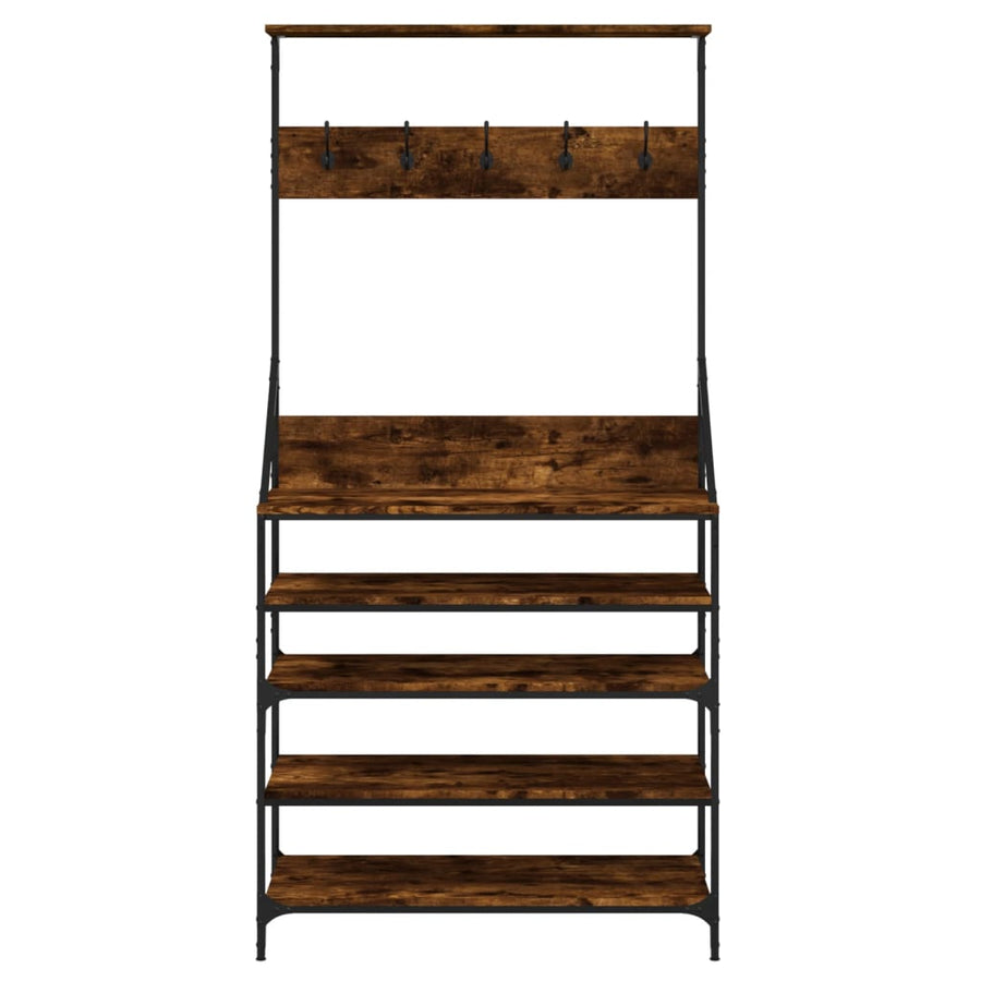 Kledingrek Met Schoenenrek Kleurig 90 x 34 x 184 cm Gerookt eiken