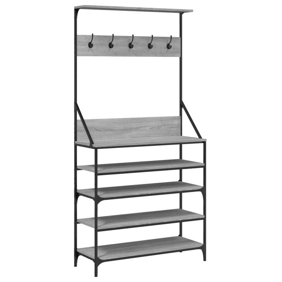 Kledingrek Met Schoenenrek Eikenkleur 90 x 34 x 184 cm Grijs sonoma