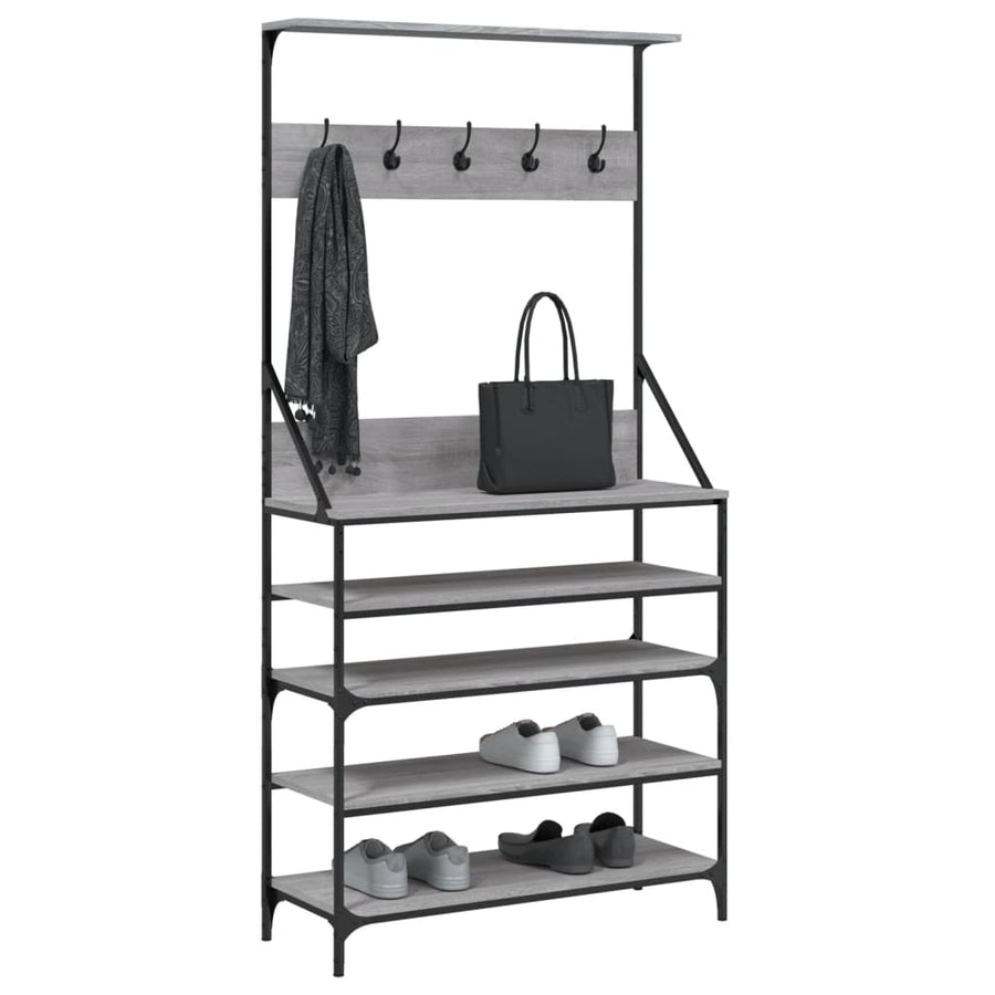 Kledingrek Met Schoenenrek Eikenkleur 90 x 34 x 184 cm Grijs sonoma