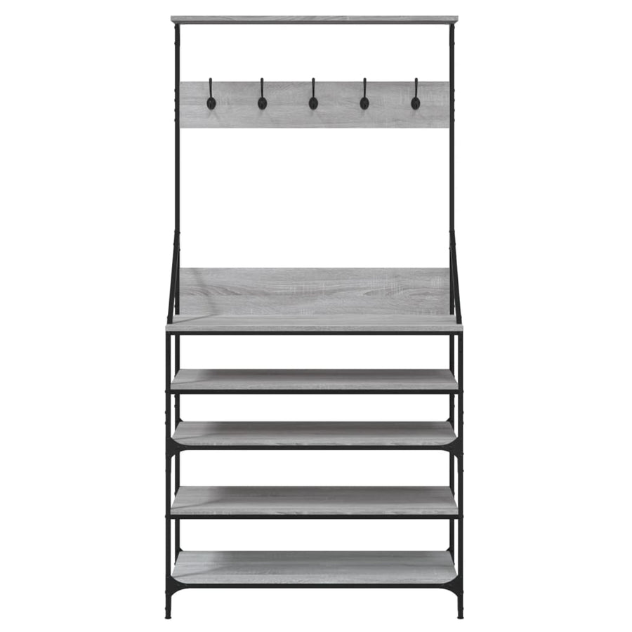 Kledingrek Met Schoenenrek Eikenkleur 90 x 34 x 184 cm Grijs sonoma
