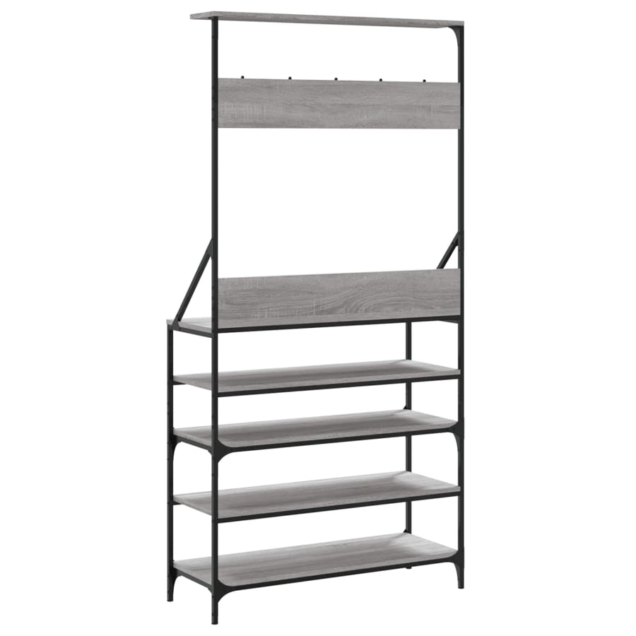 Kledingrek Met Schoenenrek Eikenkleur 90 x 34 x 184 cm Grijs sonoma