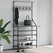 Kledingrek met schoenenrek 90x34x184 cm grijs eiken