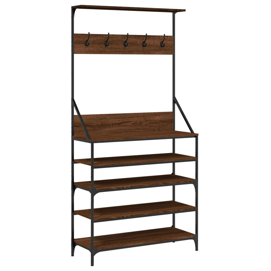 Kledingrek Met Schoenenrek Bruineikenkleurig 90 x 34 x 184 cm bruin eikenkleur