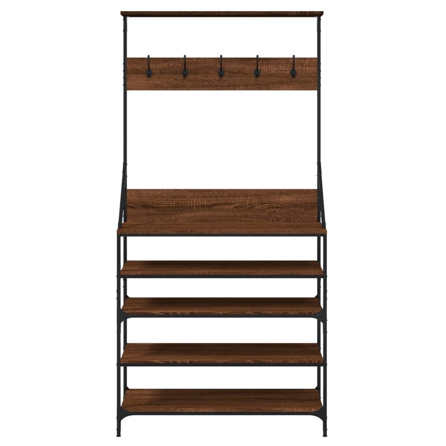 Kledingrek Met Schoenenrek Bruineikenkleurig 90 x 34 x 184 cm bruin eikenkleur